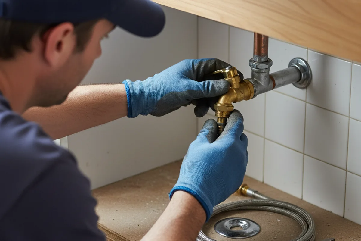 Shutoff valve and fitting work during Faucet and Fixture Repair in Goodwell